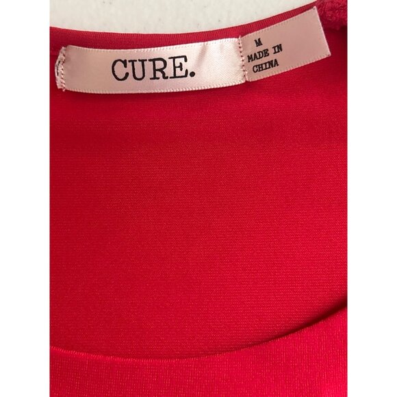 Cure Womens Red Top with Silver Ring Accents Short Sleeves, Size Medium - Picture 4 of 8